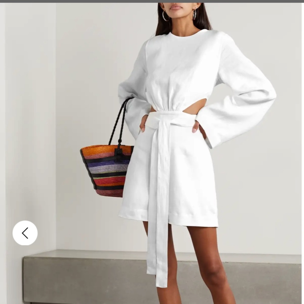 Bondi Born Rinca cutout organic linen mini dress